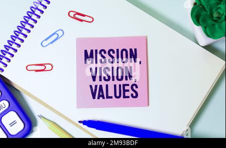 Mouse Cursor Choosing Our Mission, vision, values Tab Category For Web Blog. Stock Photo