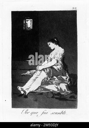 Because She Was Susceptible (Por que fue sensible) Francisco de Goya y Lucientes (Spanish, 1746-1828). Because She Was Susceptible (Por que fue sensible), 1797-1798. Aquatint on laid paper, Sheet: 11 7/8 x 8 in. (30.2 x 20.3 cm).   European Art 1797-1798 Stock Photo