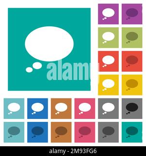 Single oval thought bubble solid multi colored flat icons on plain square backgrounds. Included white and darker icon variations for hover or active e Stock Vector