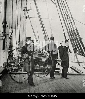 Admiral David Glasgow Farragut (left), who was a flag officer and vice admiral of the US Navy during the American Civil War on board the USS Hartford Stock Photo