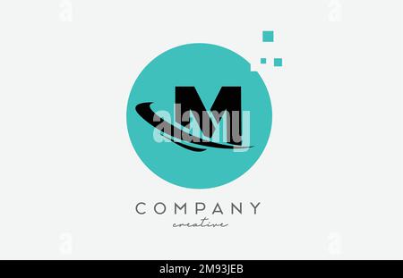 Circle M alphabet letter logo icon with dots and  swoosh. Template design for a business or company Stock Vector