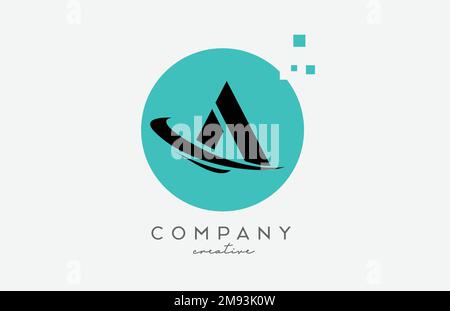 Circle A alphabet letter logo icon with dots and  swoosh. Template design for a business or company Stock Vector