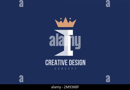 king crown I alphabet letter logo icon design. Creative template for company and business Stock Vector