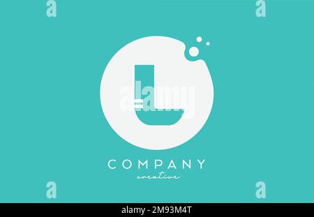 cyan L green circle alphabet letter logo icon design with dots. Creative template for company and business Stock Vector