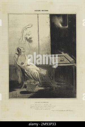 Les Nuits de Pénélope Honoré Daumier (French, 1808-1879). , April 24, 1842. Lithograph on newsprint, Sheet: 13 5/8 x 9 3/4 in. (34.6 x 24.8 cm).   European Art April 24, 1842 Stock Photo