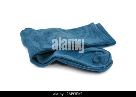 Warm woolen socks isolated on white background. Stock Photo