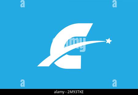 C white alphabet letter logo icon with star. Creative design for company or business on blue background Stock Vector