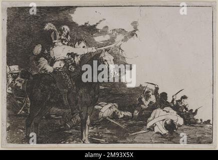 No se convienen from 'Desastres de la Guerra' Francisco de Goya y Lucientes (Spanish, 1746-1828). 1811-1813. Etching, before aquatint on laid paper, Sheet: 5 3/8 x 7 15/16 in. (13.7 x 20.2 cm).  Ten examples are shown here from The Disasters of War (Los Desastres de la Guerra), a series of 82 etchings made by Goya between 1810 and 1820 that highlight the violence and suffering that Spain experienced during the Peninsular War (1808–14) against Napoleon. The first edition was published in 1863, after Goya’s death. The set is divided into three parts: the first half focuses on the brutality of th Stock Photo