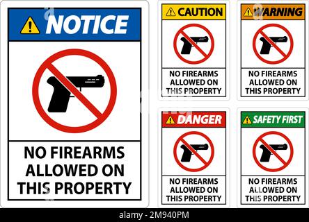 Notice Sign No Firearms Allowed On This Property Stock Vector