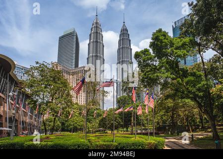 January 12, 2023: petronas twin towers, the tallest buildings in Kuala Lumpur, malaysia and the tallest twin towers in the world. construction started Stock Photo