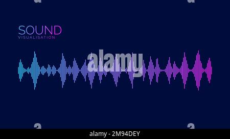 Colorful sound wave bar. Music track sample, podcast, audio or voice message. Equaliser element. Diagram, chart or signal concept. Dark theme.  Stock Vector