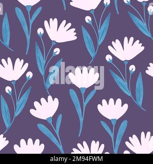 Seamless pattern with cute doodle pastel flowers. Vector illustration Stock Vector