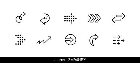10 pixel perfect arrow icons. Doodle user interface. Set 4 Stock Vector