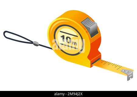 voluminous yellow construction tape for measuring sizes. flat vector illustration. Stock Vector