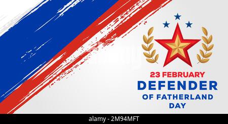 flat design horizontal banner 23 february defender of fatherland day Stock Vector