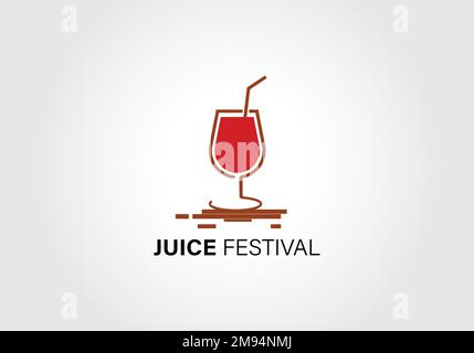 Fruit juice logo. Fresh drink logo, healthy fresh juice logo template Stock Vector