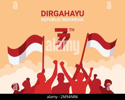 Poster Illustration of Indonesia Independence Day Flat Design background vector Stock Vector