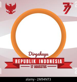 Indonesia Independence Day Twibbon Concept - Social Media Post - Vector Illustration Stock Vector