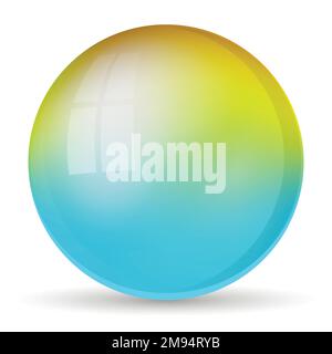 Glass blue ball or precious pearl. Glossy realistic ball, 3D abstract vector illustration highlighted on a white background. Big metal bubble with Stock Vector