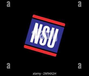 NSU Motorenwerke, rotated logo, black background B Stock Photo