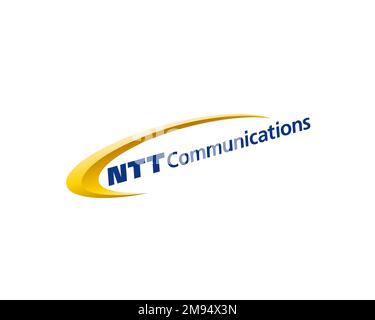 NTT Communications, rotated logo, white background Stock Photo