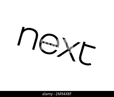 Next plc, rotated logo, white background B Stock Photo