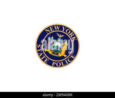 New York State Police, Rotated Logo, White Background B Stock Photo