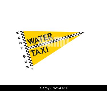 New York Water Taxi, Rotated Logo, White Background Stock Photo