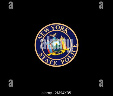 New York State Police, Rotated Logo, Black Background Stock Photo