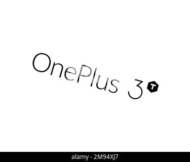 OnePlus 3T, rotated logo, white background B Stock Photo