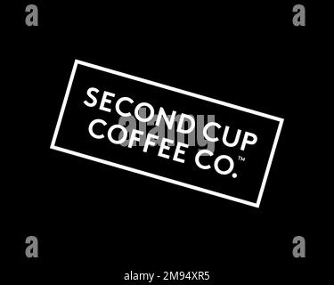 Second Cup, rotated logo, black background Stock Photo - Alamy