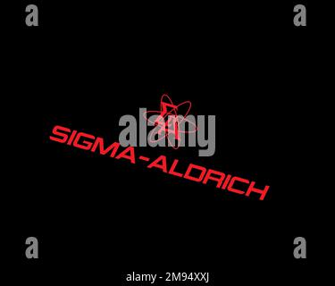 Sigma Aldrich, rotated logo, black background B Stock Photo