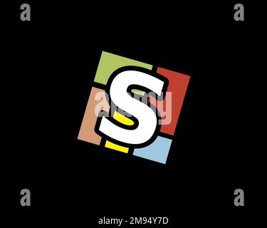 Stylish, Rotated Logo, Black Background Stock Photo - Alamy