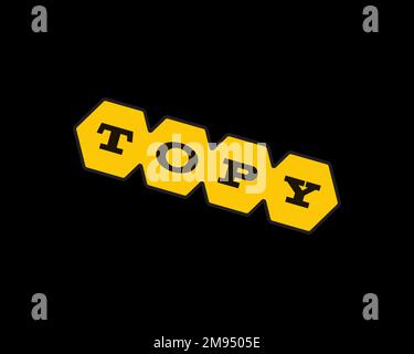 Topy Industries, Rotated Logo, Black Background B Stock Photo