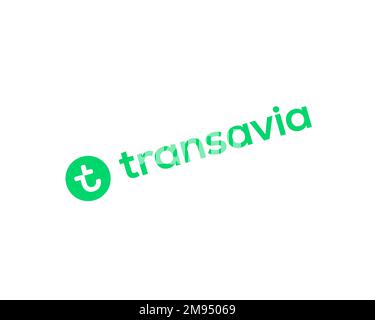 Transavia France, rotated logo, white background Stock Photo