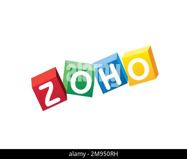 Zoho Office Suite, rotated logo, white background Stock Photo