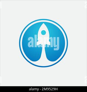 Modern startup logo, illustration of rocket, cloud and shopping. Stock Vector