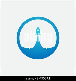 Modern startup logo, illustration of rocket, cloud and shopping. Stock Vector