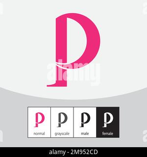 P Letter Logo. Crescent and Pink. - Vector Stock Vector