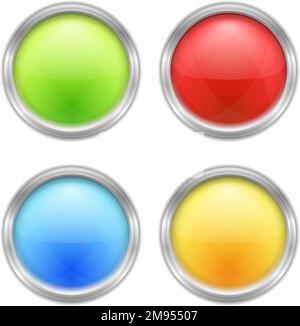 Set of four round buttons, vector eps10 illustration Stock Vector