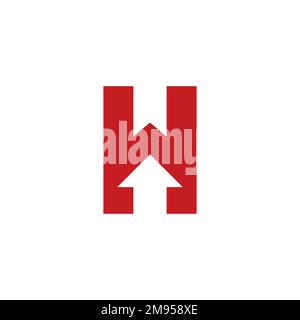 Letter H Arrow Logo With Red Color Stock Vector