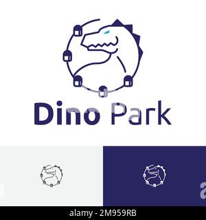 Amusement Park Dinosaur T-rex Dino Adventure Holiday Logo Stock Vector