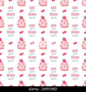 Valentines day vector seamless pattern. Doodle hand drawn illustration of cute romantic love background.. Stock Vector