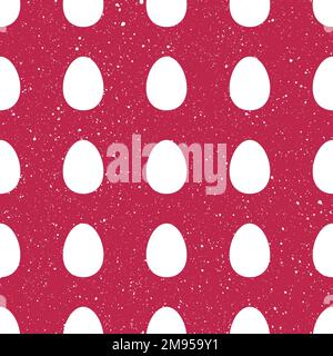 Seamless vector Happy Easter pattern. White color Eggs on points viva magenta background. Delicate symbol of spring holiday. Festive illustration. Pin Stock Vector