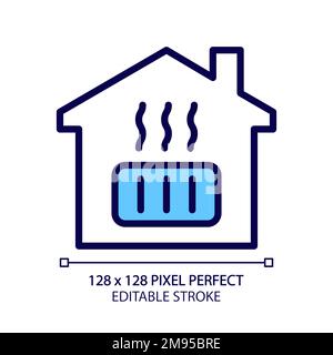 Central heating pixel perfect RGB color icon Stock Vector