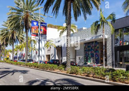 Los Angeles, United States - November 5, 2022: Rodeo Drive luxury shopping boulevard in Beverly Hills Los Angeles in the United States. Stock Photo