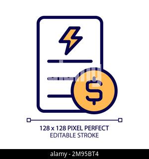 Electricity bill pixel perfect RGB color icon Stock Vector