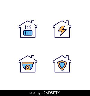 Domestic services pixel perfect RGB color icons set Stock Vector