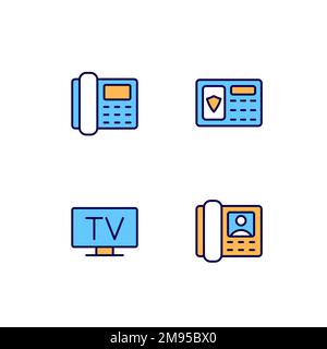 Home appliances pixel perfect RGB color icons set Stock Vector
