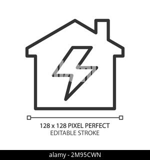 Electricity pixel perfect linear icon Stock Vector